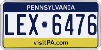 PA license plate LEX6476