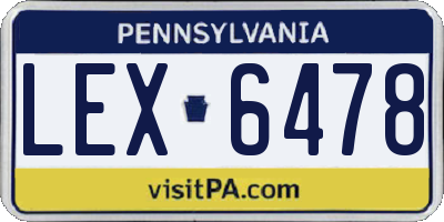 PA license plate LEX6478