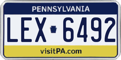 PA license plate LEX6492