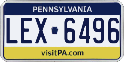 PA license plate LEX6496