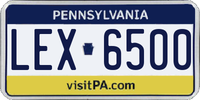 PA license plate LEX6500