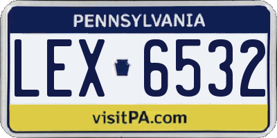 PA license plate LEX6532