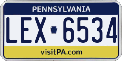 PA license plate LEX6534