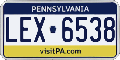 PA license plate LEX6538