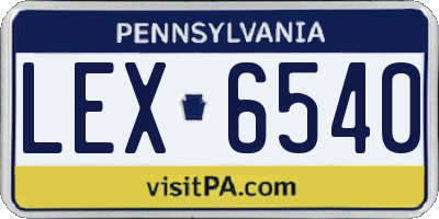 PA license plate LEX6540