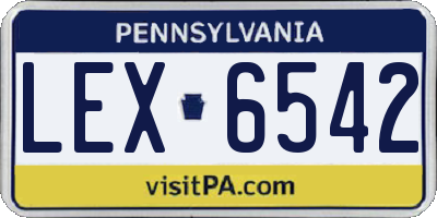 PA license plate LEX6542