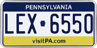 PA license plate LEX6550