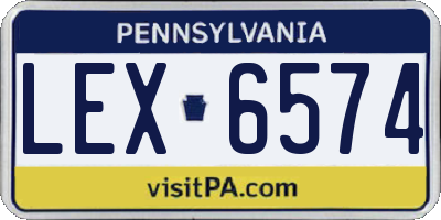 PA license plate LEX6574