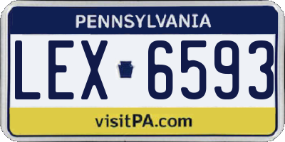 PA license plate LEX6593