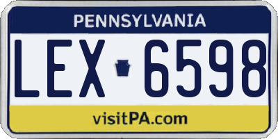 PA license plate LEX6598