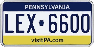 PA license plate LEX6600
