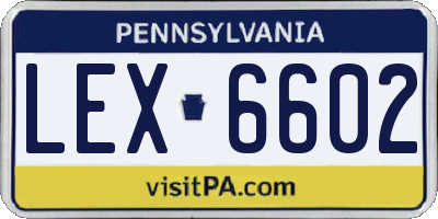 PA license plate LEX6602