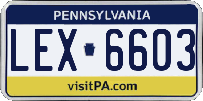 PA license plate LEX6603