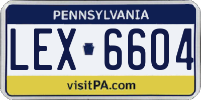 PA license plate LEX6604