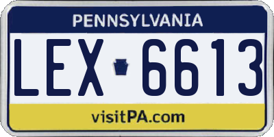 PA license plate LEX6613