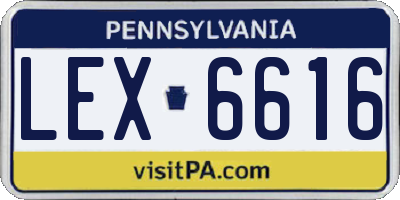 PA license plate LEX6616