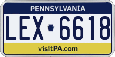 PA license plate LEX6618