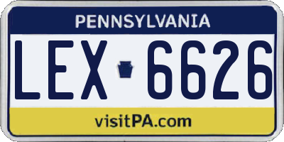 PA license plate LEX6626