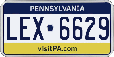PA license plate LEX6629