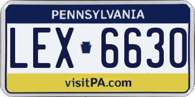 PA license plate LEX6630