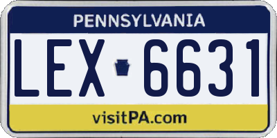 PA license plate LEX6631