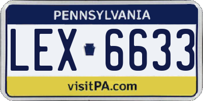 PA license plate LEX6633