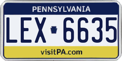 PA license plate LEX6635