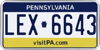 PA license plate LEX6643