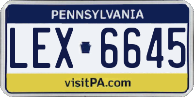 PA license plate LEX6645