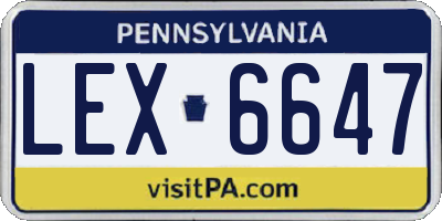 PA license plate LEX6647