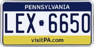 PA license plate LEX6650