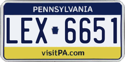 PA license plate LEX6651