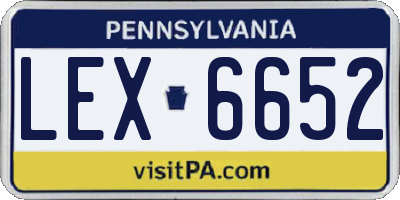 PA license plate LEX6652