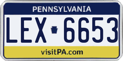 PA license plate LEX6653