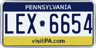 PA license plate LEX6654