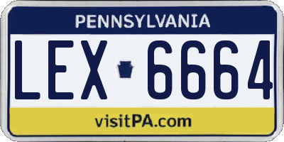 PA license plate LEX6664