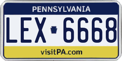 PA license plate LEX6668