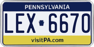 PA license plate LEX6670