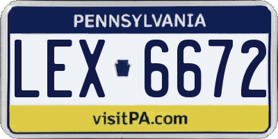 PA license plate LEX6672