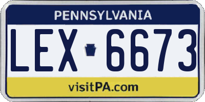 PA license plate LEX6673