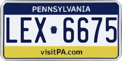 PA license plate LEX6675
