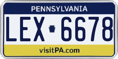 PA license plate LEX6678