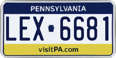 PA license plate LEX6681