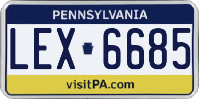 PA license plate LEX6685
