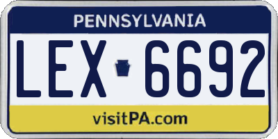 PA license plate LEX6692