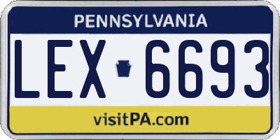 PA license plate LEX6693