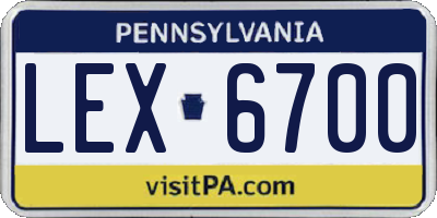 PA license plate LEX6700