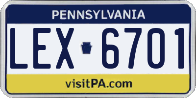 PA license plate LEX6701