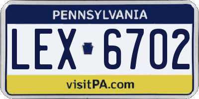 PA license plate LEX6702