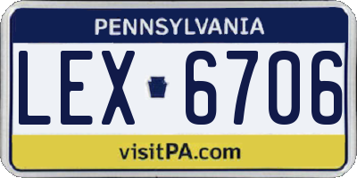 PA license plate LEX6706